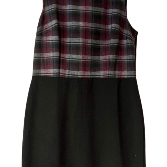 Loft Collared Dress - Plaid top with Solid Black Skirt - Back Zipper - 10 - Picture 2 of 5